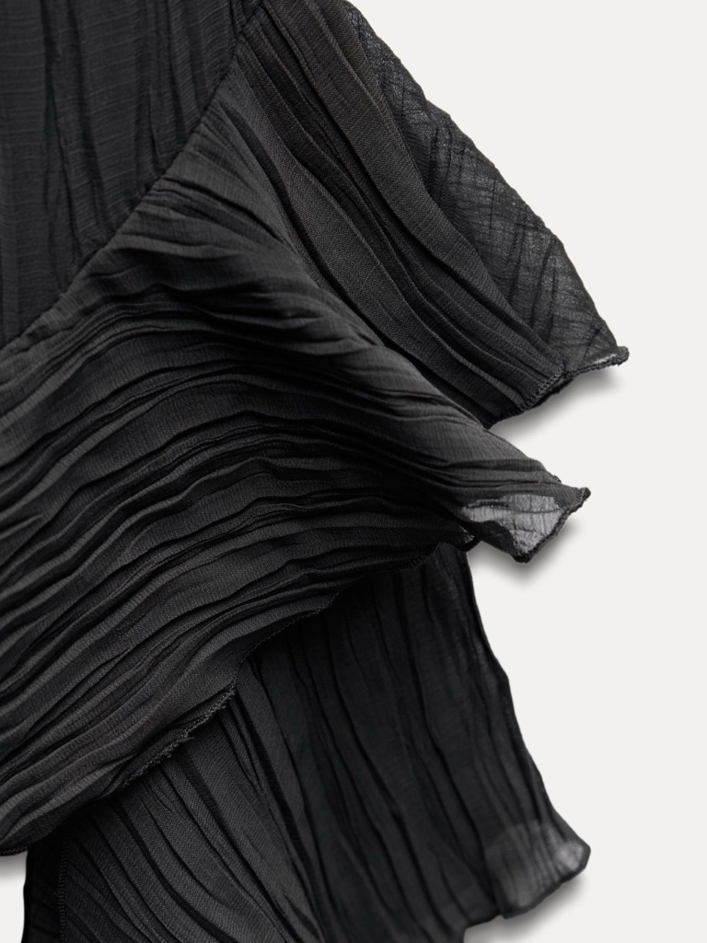 ZARA Crinkle-pleated Navy/Black Ruffle Hem Sleeveless Dress. S NWT - Picture 7 of 16